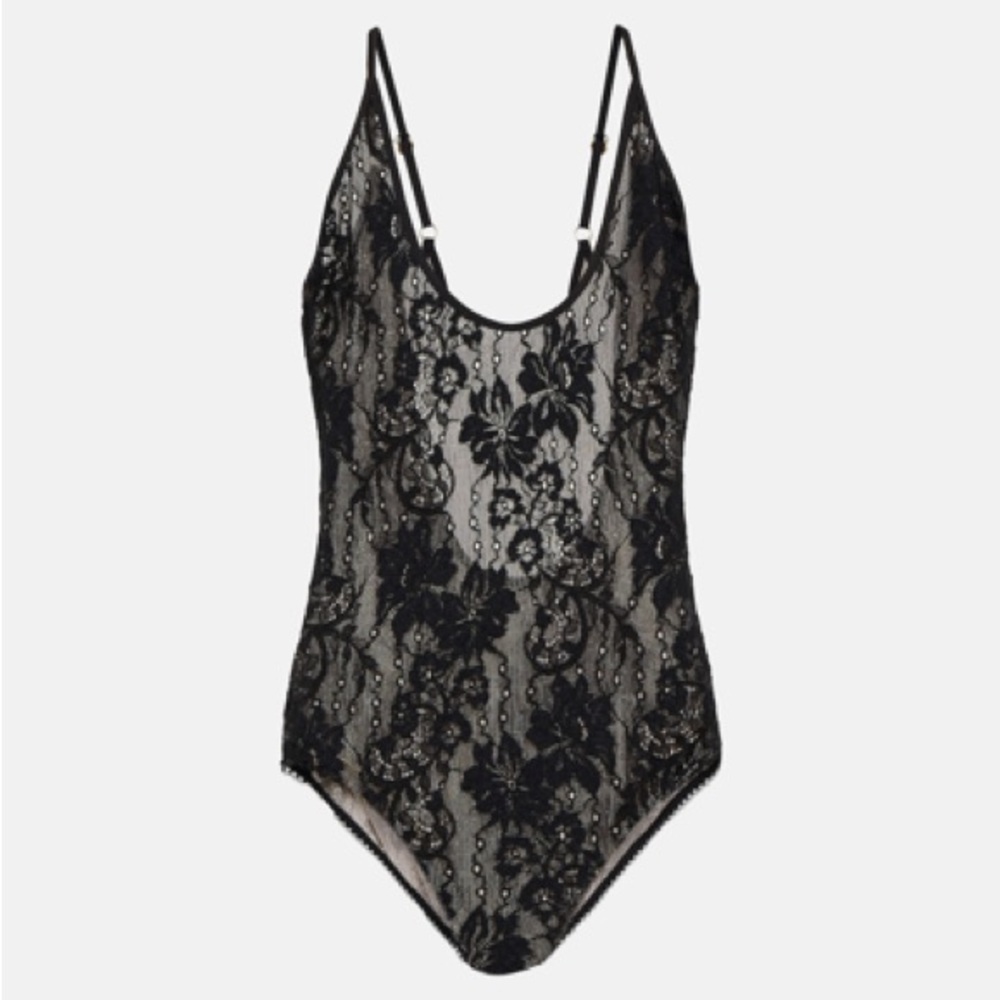 Zimmermann Luminosity Black Lace Bodysuit